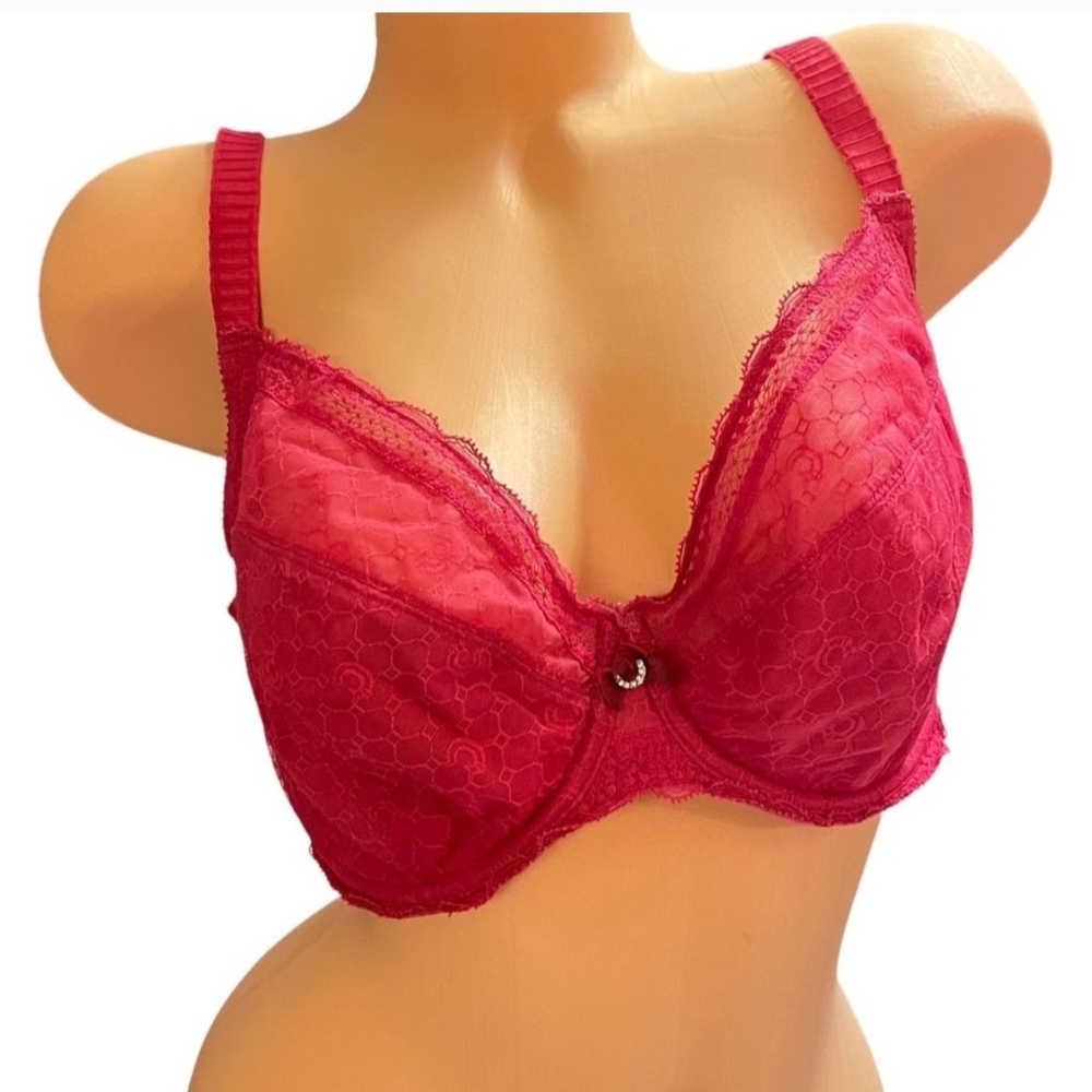 Chantelle Lace Underwire Bra in Bold Pink/Red